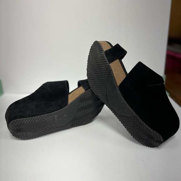 Volatile Black Suede Wedge Mules - Picture 2 of 2
